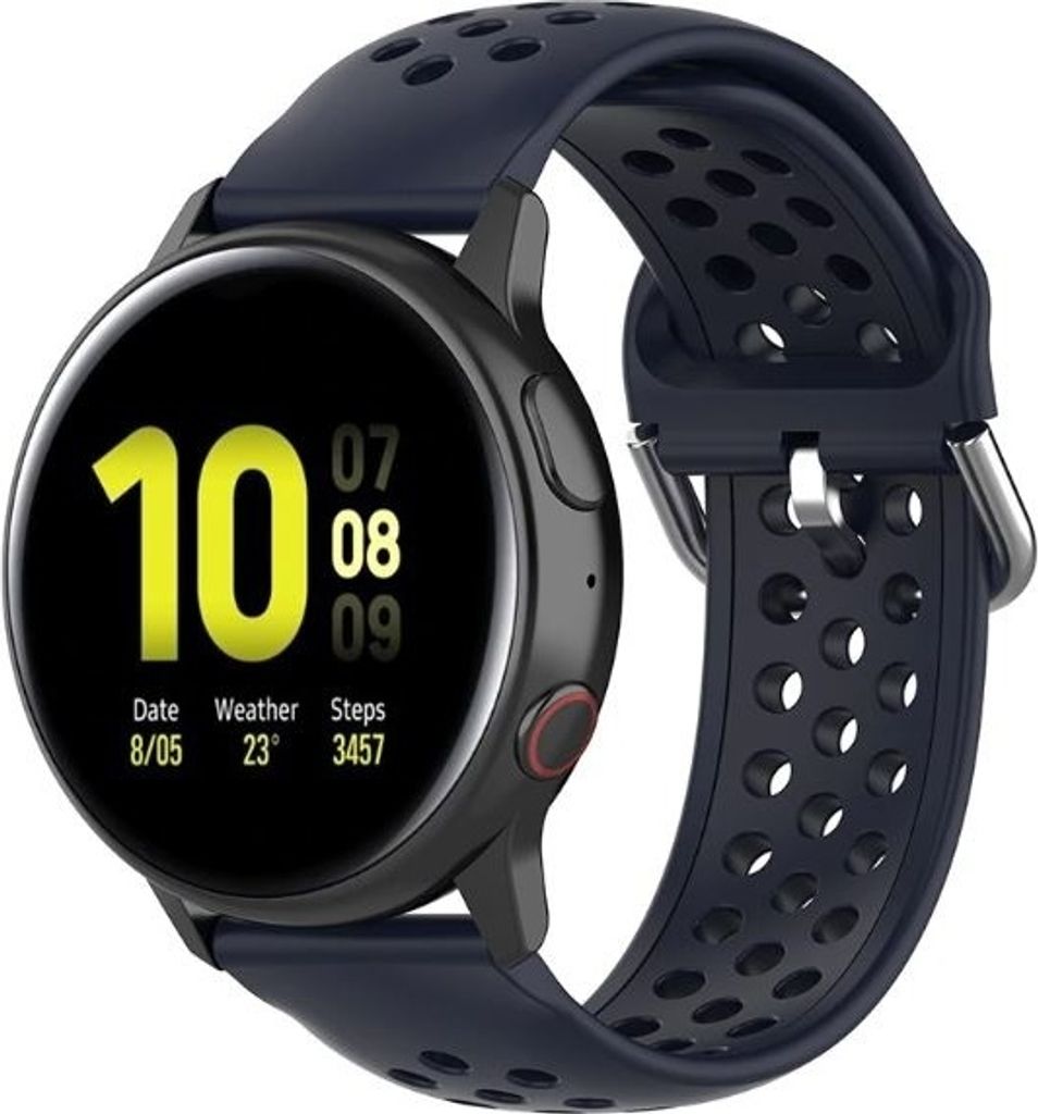 Strap-it Samsung Galaxy Watch Active / Active 2 Silikonarmband mit Löchern (Dunkelblau)