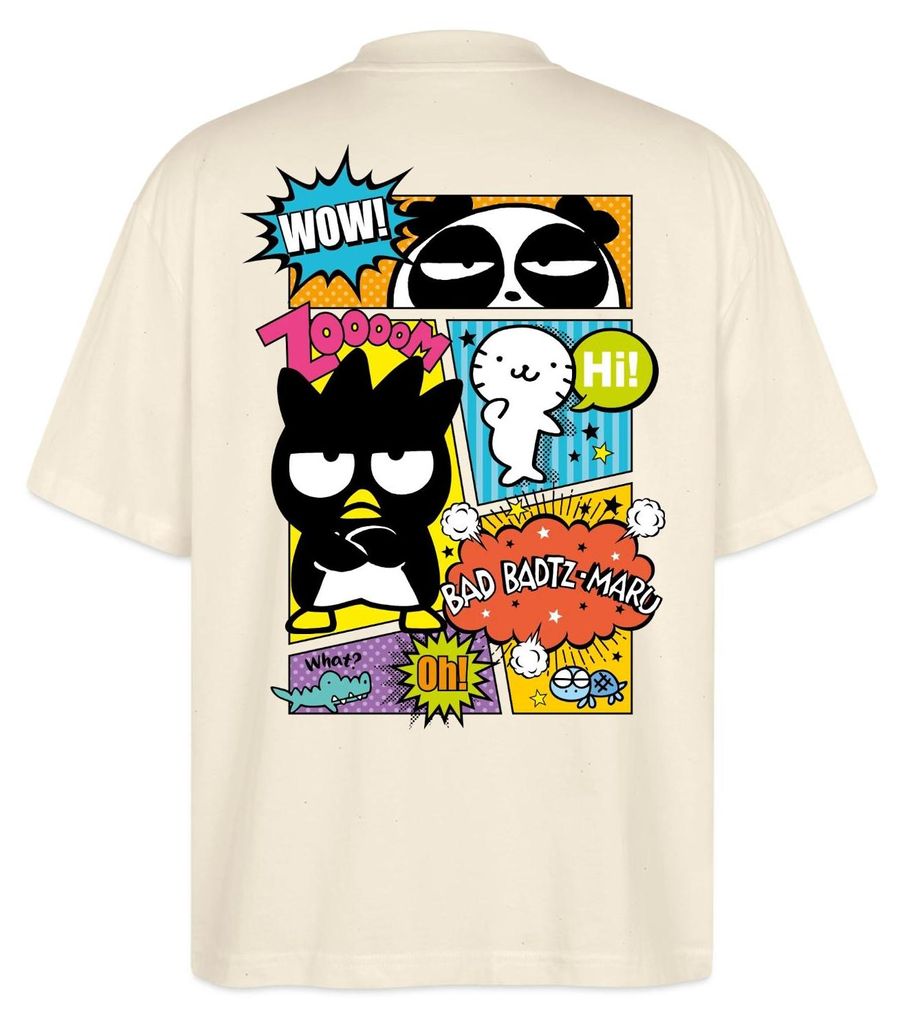Spreadshirt Bad Badtz-Maru Mit Freunden Im Comic Stil Oversize Uni T-Shirt, M, Natur