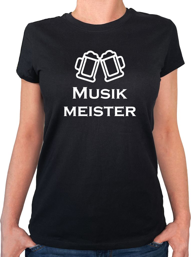 Huuraa Damen T-Shirt Musikmeister Spielmanszug XL Black Bio Baumwolle Fairtrade Damenshirt Geschenkidee