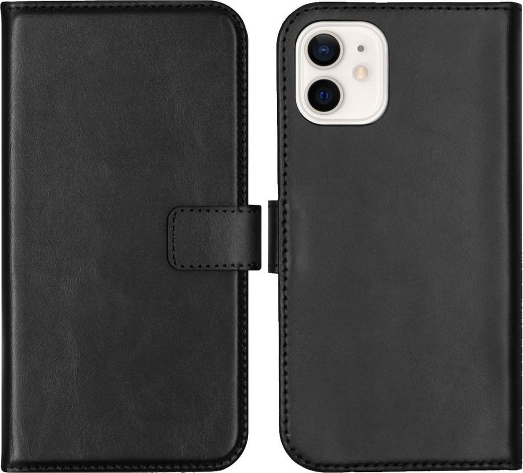 Selencia Echtleder Klapphülle iPhone 12 Mini - Schwarz