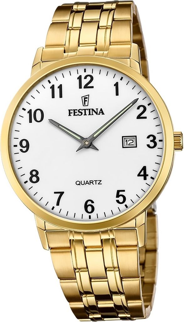 Festina Edelstahl Elegant Herren Uhr F20513/1 Armband-Uhr gold Klassik D2UF20513/1