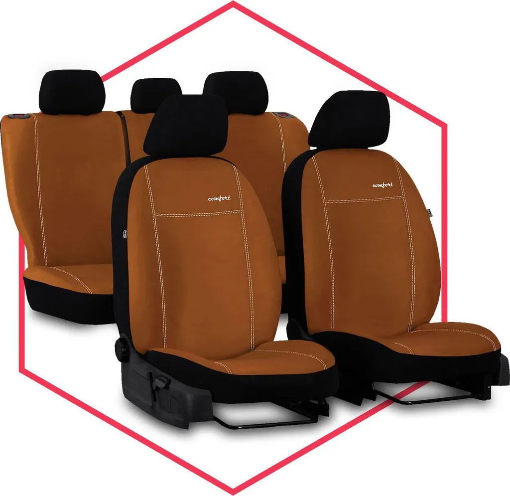 Coprisedili Volkswagen Caddy II Marroni - Set 3 Pezzi Universali - 12