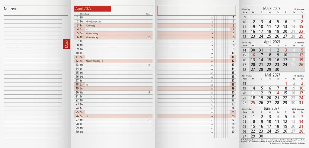 2027 rido/idé PlankalenderTM12Ersatzkalender1M/2S Produktbild 