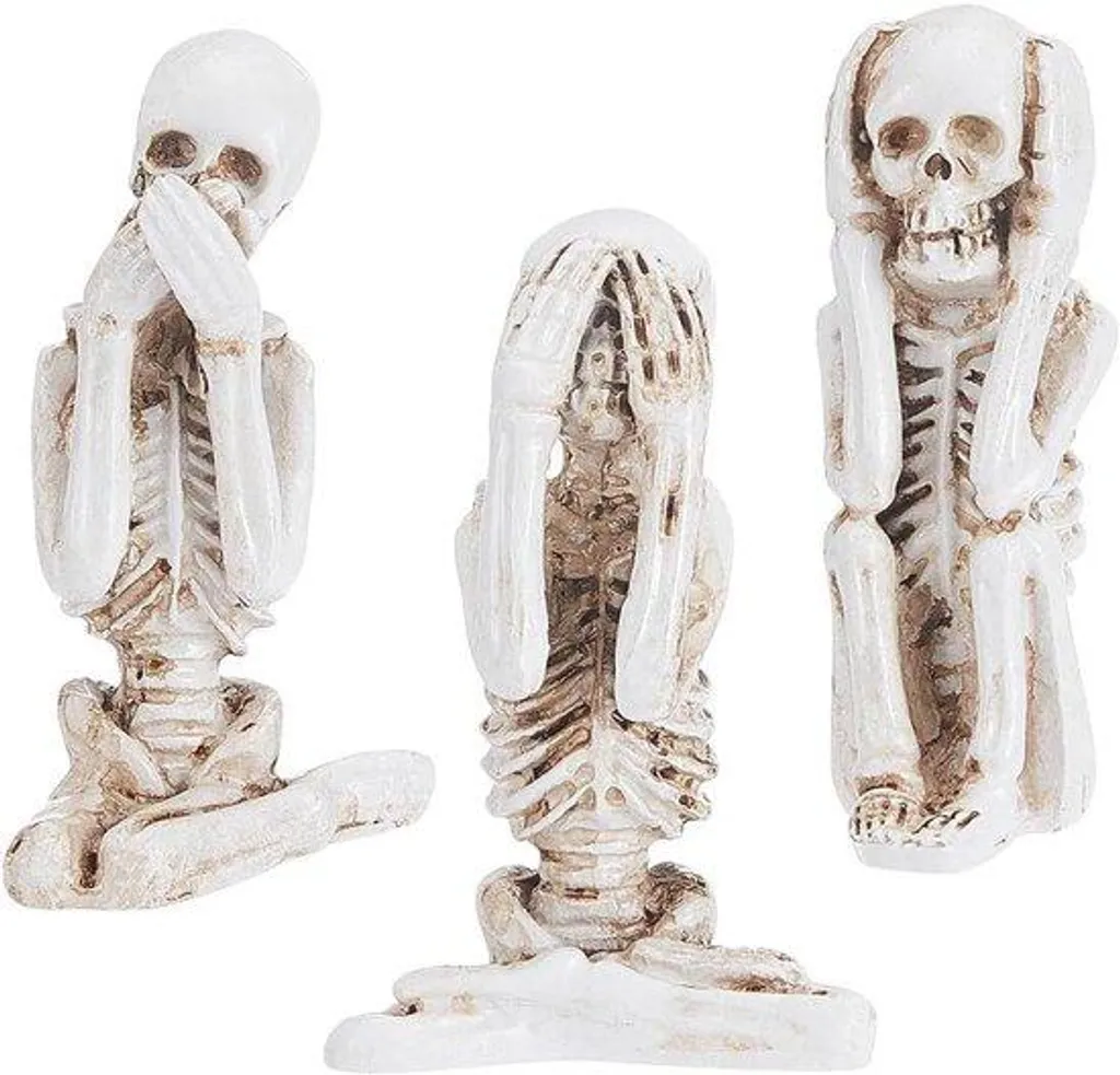 Set 3 Figurines Yoga Doodshoofd Gothiques en Plastique Durable 13cm Noir