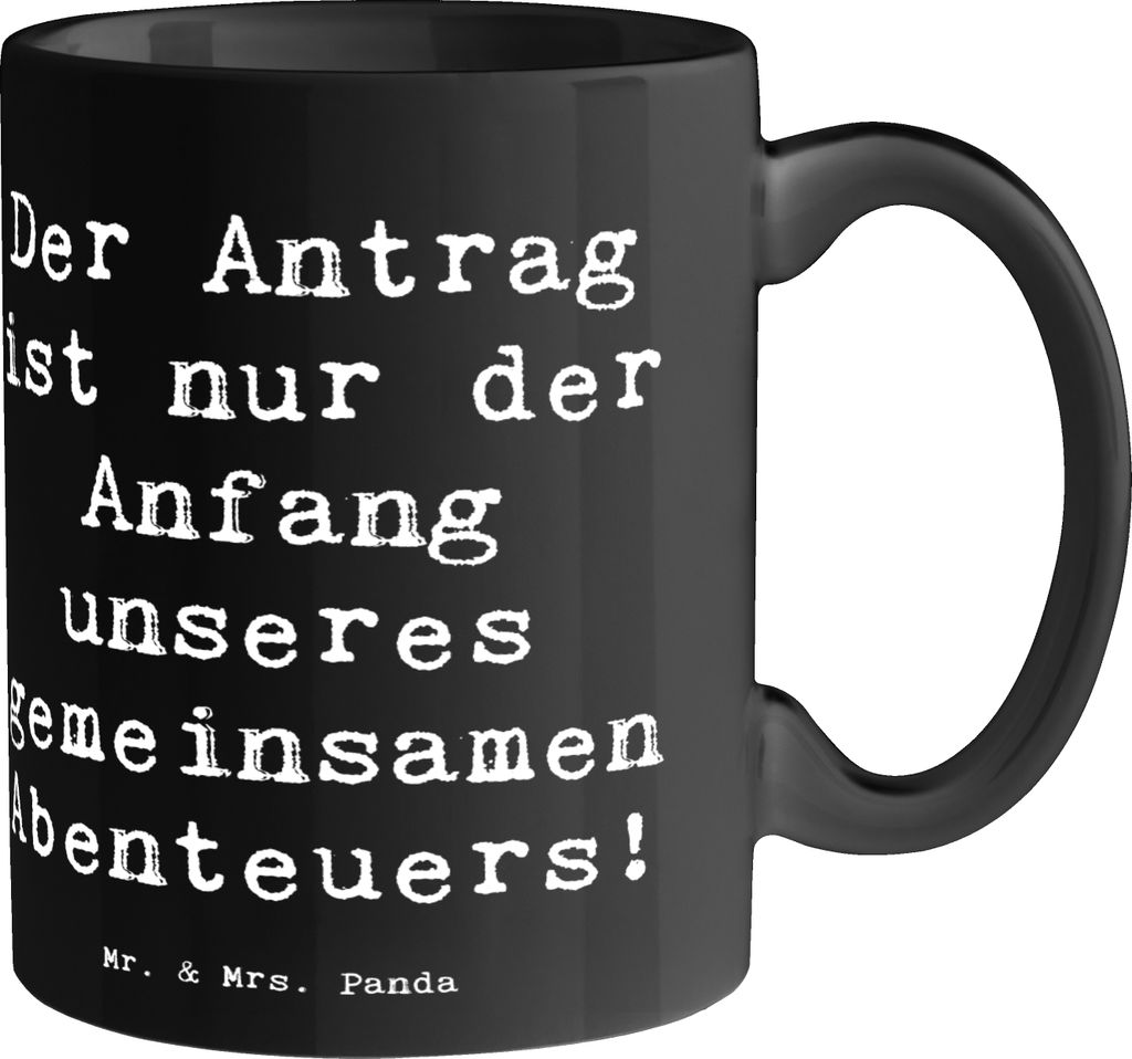 Mr. & Mrs. Panda Tasse Spruch Heiratsantrag Abenteuer - Schwarz - Geschenk, Kaffeebecher, Heirat, Geschenke, persönlicher Antrag, kaffeetasse bedr...