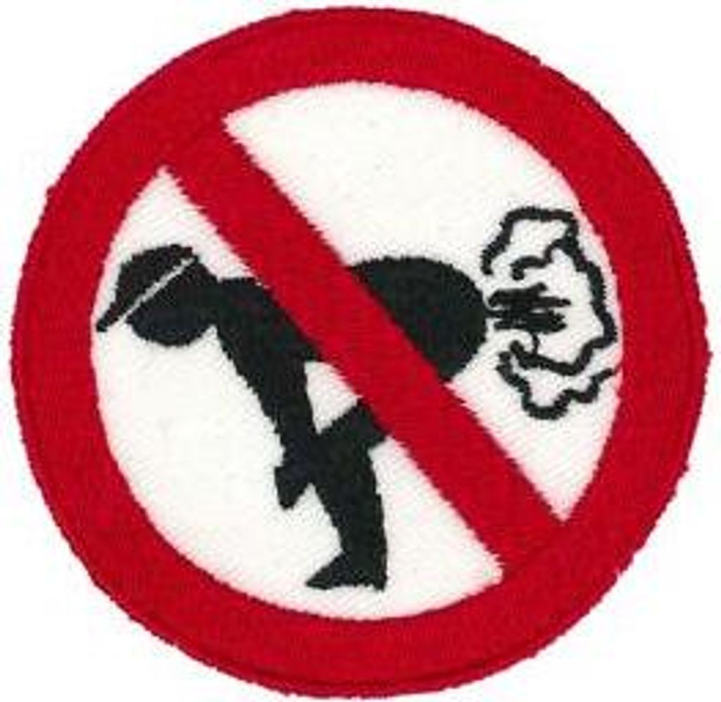 Aufnäher Patches Verbotschild Hier nicht pupsen Gr. ca. 6,5 cm 00510