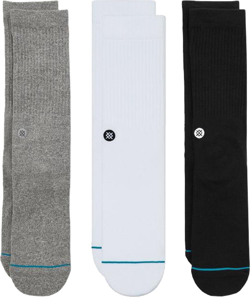 Stance Icon 3 Pack Crew Socken Schwarz Weiss Grau