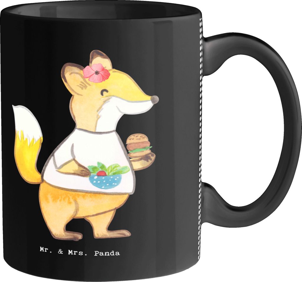 Mr. & Mrs. Panda Tasse mit Motiv Systemgastronomin Herz - Schwarz - Geschenk, Becher, kaffeebecher bedruckt, Kaffeetasse, Pott, schöne