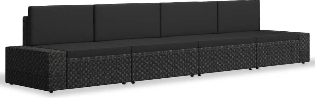vidaXL 4-tlg. Garten-Lounge-Set Poly Rattan Schwarz Produktbild 