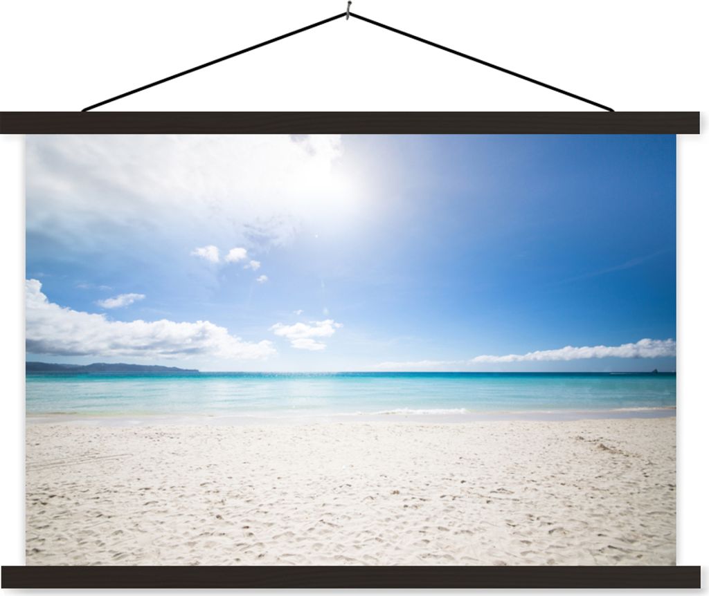 MuchoWow Textilposter Strand - Insel - Sonne 90x60 cm mit schwarzem Rahmen - Aufhängungssatz