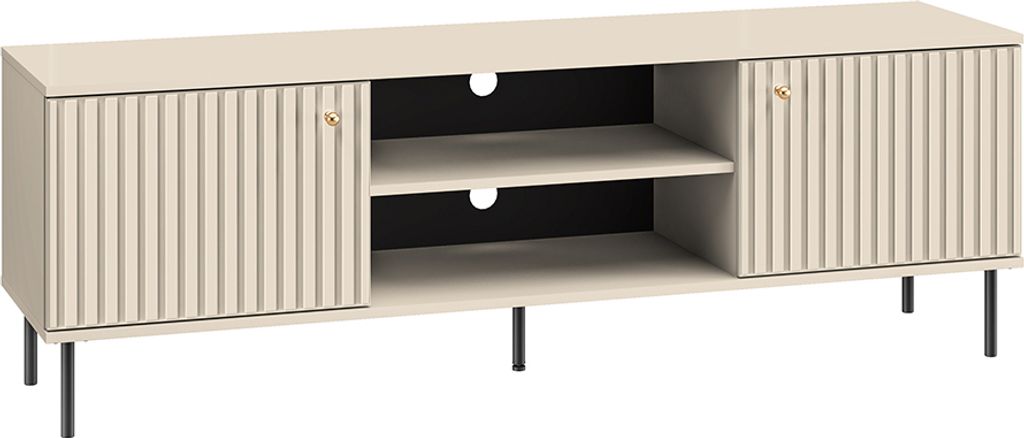 TV Board SALOU-131 in kaschmir matt mit gerillter Optik, B/H/T ca. 160/53/40 cm