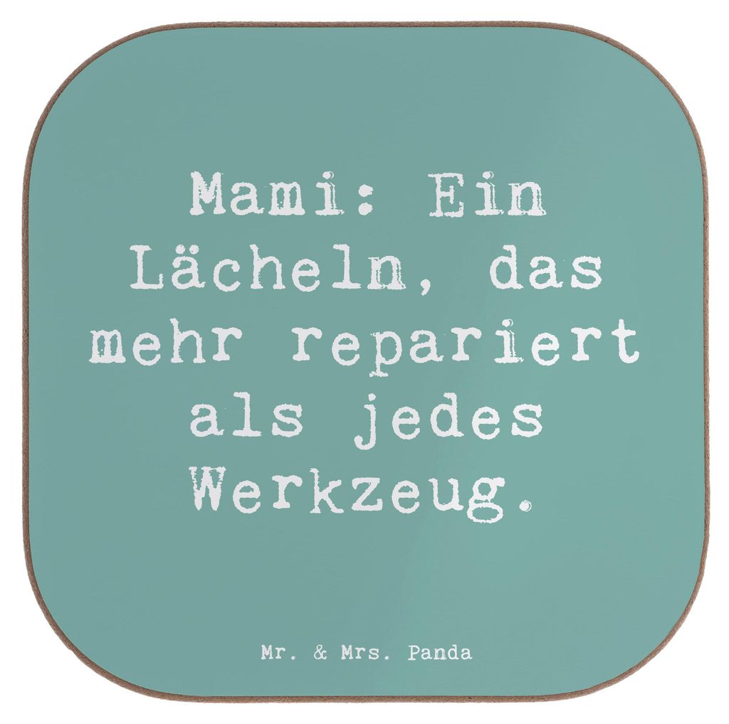 Mr. & Mrs. Panda Untersetzer Glas Spruch Mami Lächeln - Meeresbrise - Geschenk, Verwandte, Weihnachten, Tischschoner, emotionale Stütze, Familie,...
