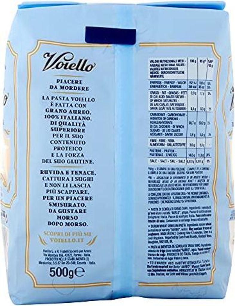 20x Voiello Il Rigatone n°124 Pasta 100% Italienischer Weizen 500g Teigwaren aus Hartweizengrieß Bronze-Zeichnung