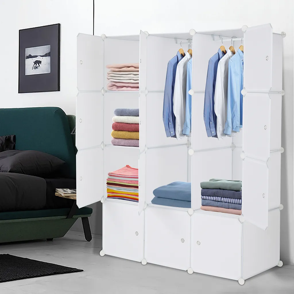 Armoire DIY Profonde 12 Compartiments - Système Modulaire à 4 Niveaux FCH
