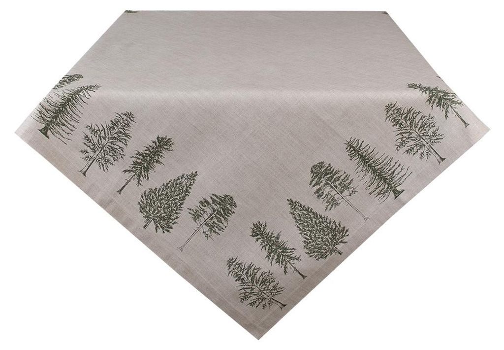 Tovaglia Clayre & Eef 130x180 cm Beige Verde Cotone Abete Immagine del prodotto 