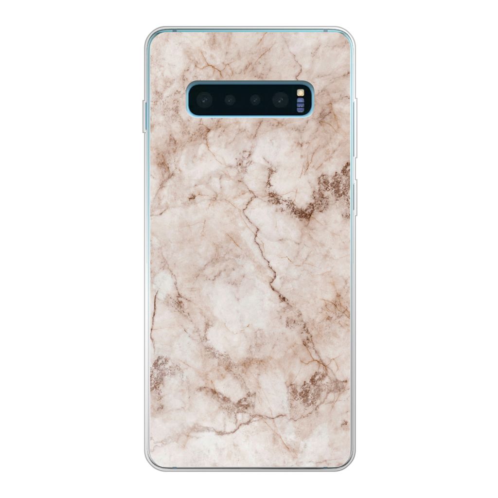 MuchoWow Handyhülle Schutzhülle Hülle für Samsung Galaxy S10 Lite Marmor - Luxus - Braun Silikon Softcase Handy Hülle - Schutz