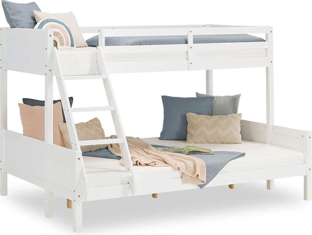 Homestyle4u Etagenbett, Weiß, Liegeflächen 90x200 & 140x200 Produktbild 
