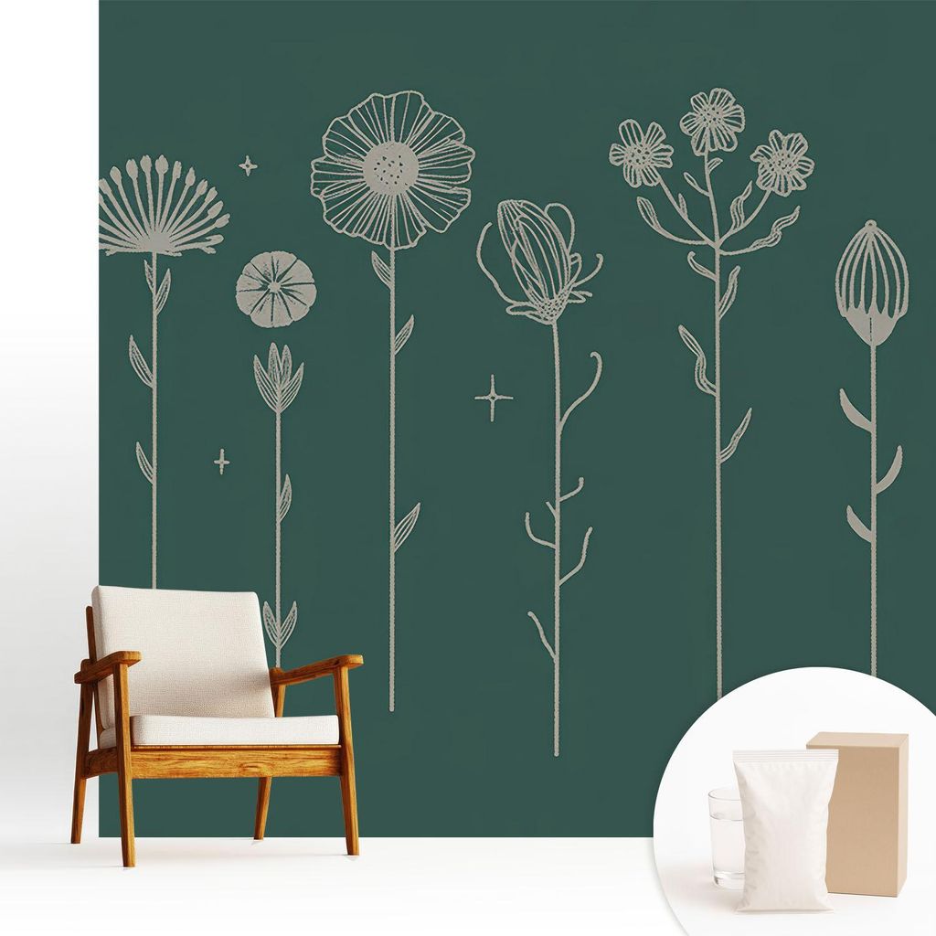 Fototapete - 250x250 cm - Tapete - Wandtapete - Wandbilder - Dekofolie - Tapete Folie - Wand - Dekoration - Wohnzimmer - Zarte Blüten
