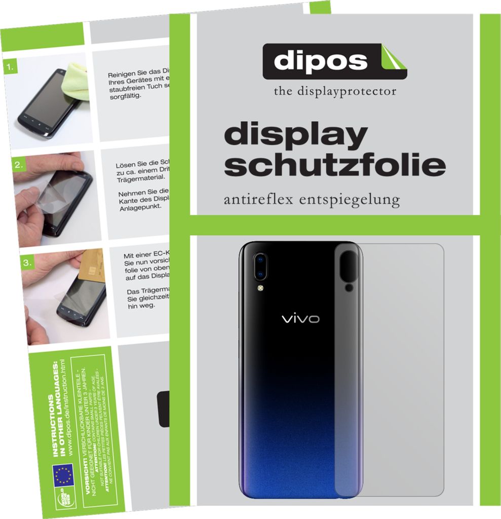 6x Schutzfolie für Vivo Y95 Rückseite matt Displayschutzfolie Display Schutz