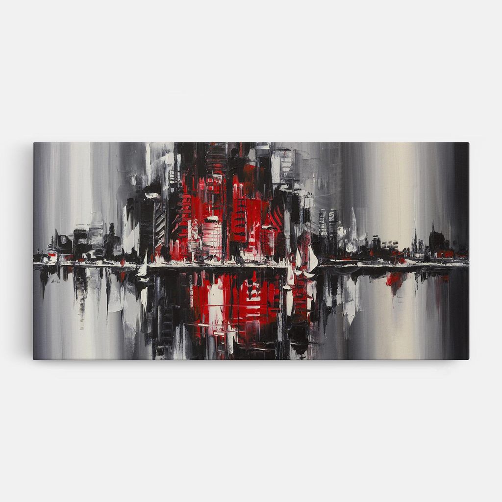 ARTHUB Leinwandbild 60x120 cm, Cityscape | Wohnzimmerdekoration, Hängende Bilder, Wanddekoration, Heimdekoration, Abstrakte, Abstrakt mit Linien