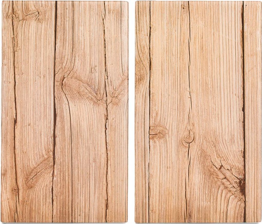 TMK Piastra Di Copertura Per Fornelli In Vetro Temperato 60x52 Cm - Protezione Schizzi E Tagliere - Design Legno