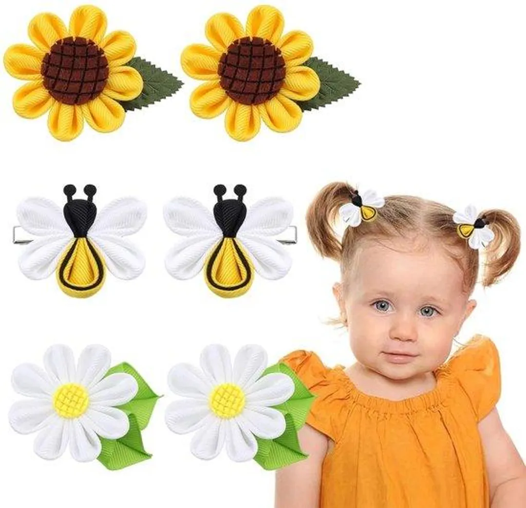 Barrettes fleurs jaunes mariage et fête pour coiffure fille et maman