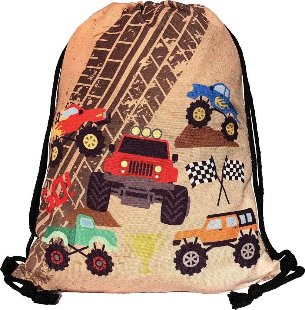 HECKBO Kinder Turnbeutel mit Monster Truck-Motiv | Produktbild 