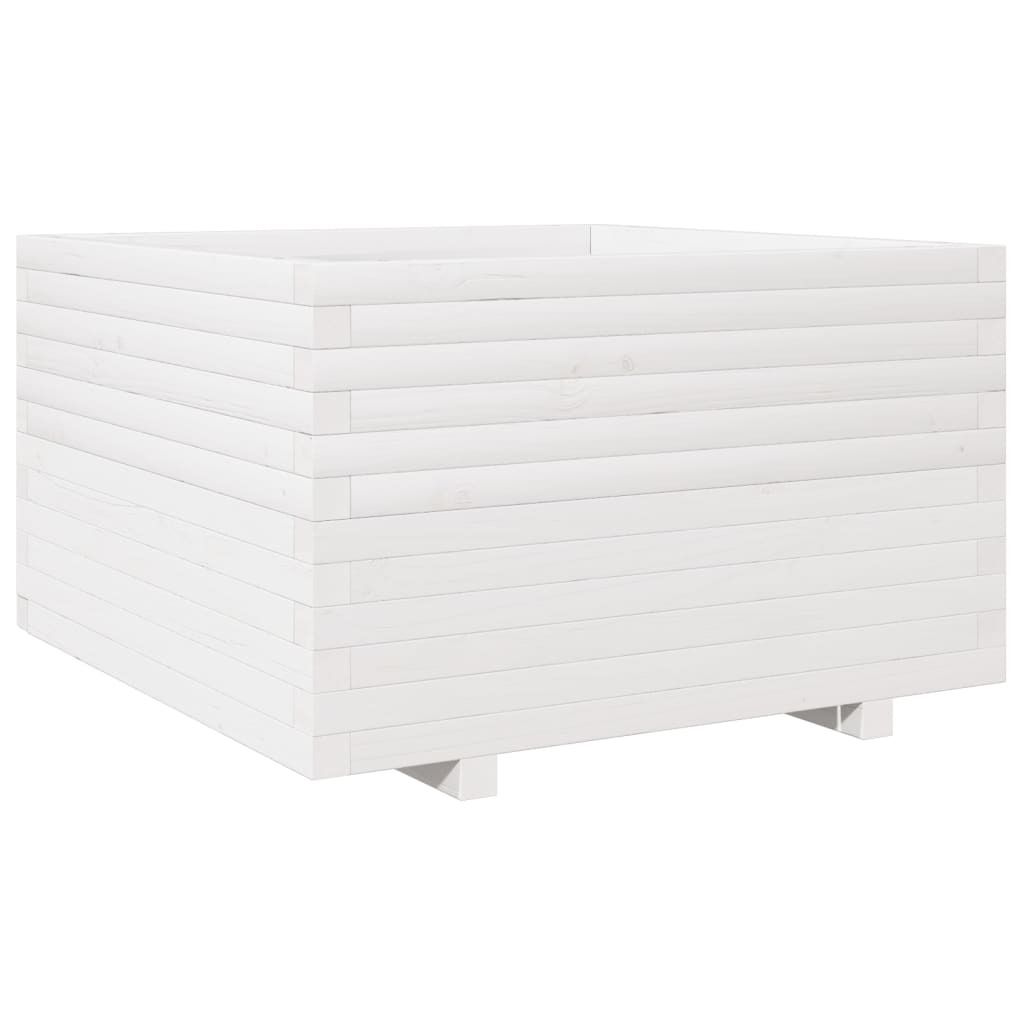 vidaXL Pflanzkübel Weiß 80x80x49,5 cm Massivholz Kiefer