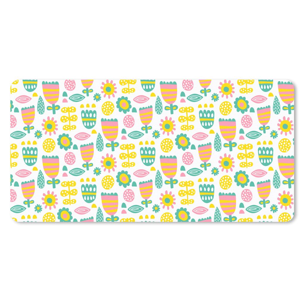 MuchoWow Mauspad Mousepad Skandinavisch - Blumen - Frühling - Muster 60x30 cm - Mousepads - Maus Mat - Pad - Mausunterlage - Nachhaltig