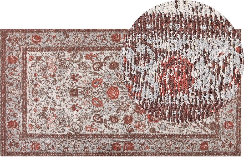 BELIANI Teppich mehrfarbig aus Baumwolle und Polyester 80 x 150 cm mit Blumenmuster traditionell im Vintage-Stil