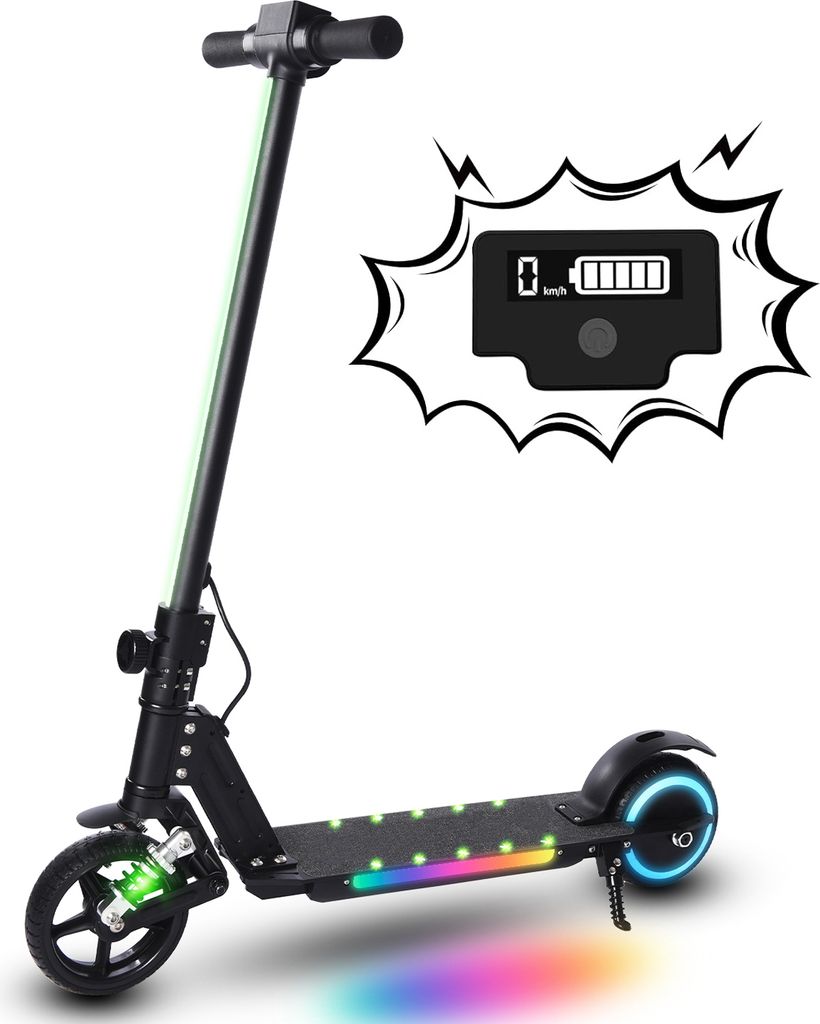 KXQ-EPRO Elektroscooter Kinder Klappbar Elektroroller Schwarz Kinderroller Für Kinder und Jugendliche 130W Motor,14 km/h,5-8 km Reichweite E-Scooter