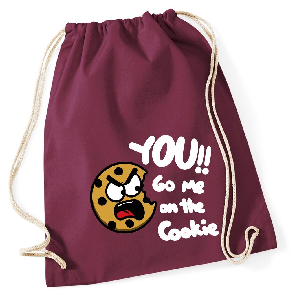 Huuraa Turnbeutel You go me on the Cookie Keks 12 Liter Burgundy Baumwolle Rucksack Geschenkidee