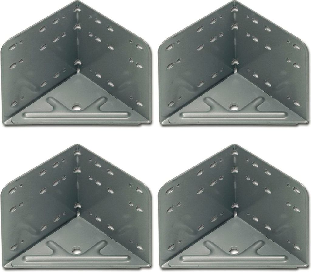 vasalat Bettwinkel Eckverbinder stabil, 4er-Set - Bettverbinder für eine extrem stabile Bettrahmenbefestigung, Stahl silbergrau
