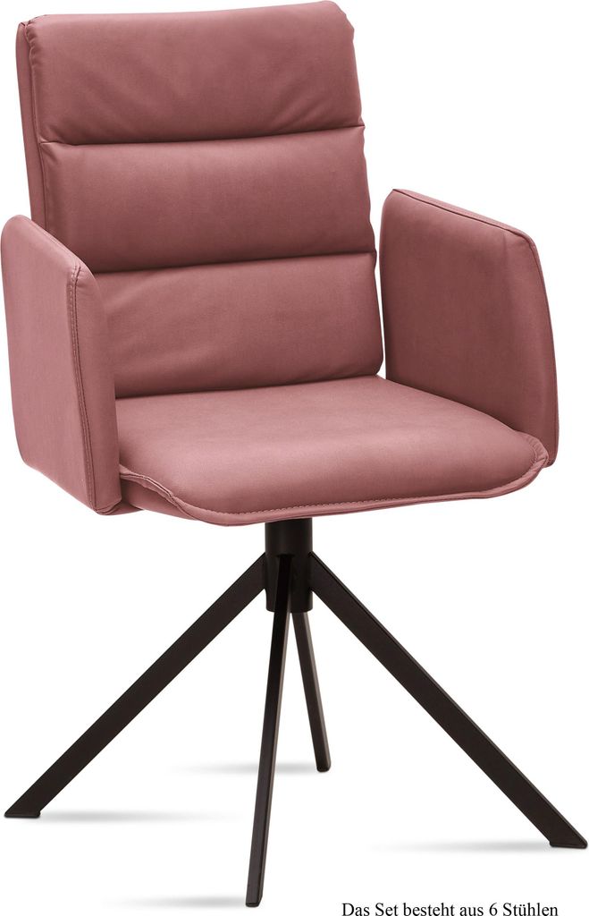 Armlehnstuhl (6er-Set) Dulci 52x92x60 Schwarz/Rosewood