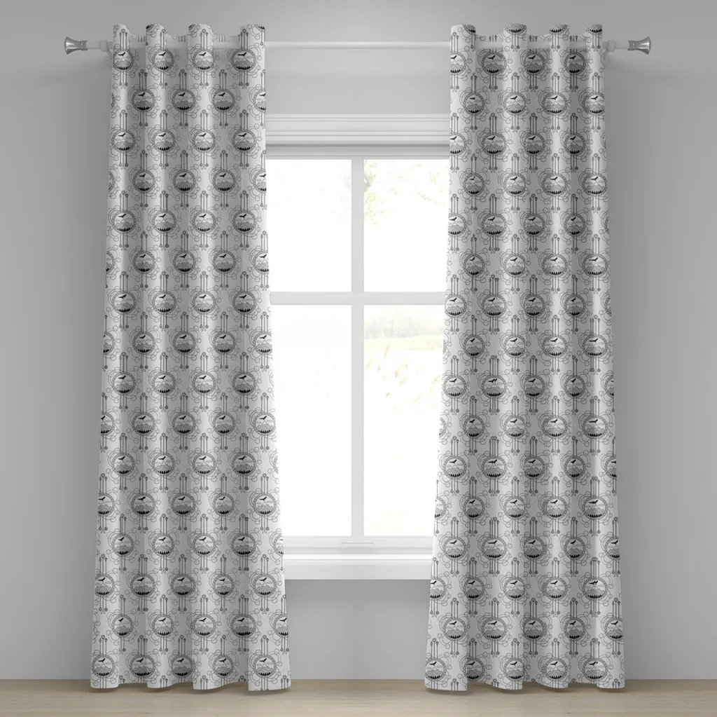 ABAKUHAUS Tenda 2 Pannelli 280x245 - Bianco Nero Grigio Montagna - 1