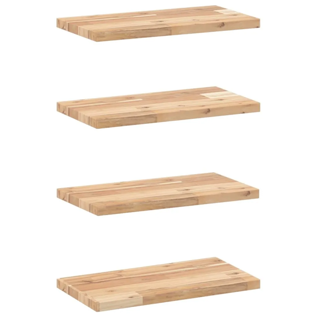 Mensole in Legno Acacia Massiccia 40x20x2 cm Set da 4 Grezze