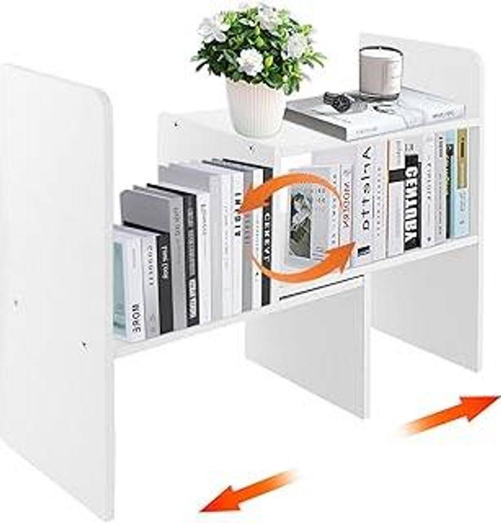 STARVAST Schreibtischregal Holz,Kleines Bücherregal Regal Weiß,Schreibtischregale Organizer,Verstellbare Desktop Organizer Bücherregal für Bür...