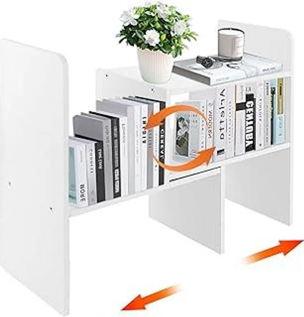 STARVAST Scaffale da scrivania in legno, piccola libreria bianca, scaffali da scrivania organizer, libreria organizer da scrivania regolabile per ufficio, cucina (bianco)