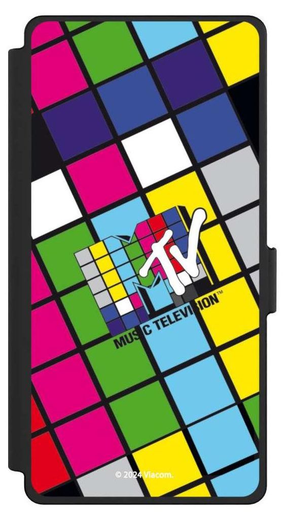 NIVOCASE Klapphülle für Samsung Galaxy S25 Ultra Handyhülle aus Kunst Leder NIVOflip schwarz Fanartikel Offizielles Lizenzprodukt MTV Music Tele...