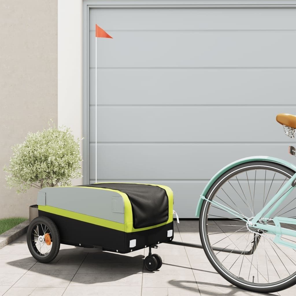 "2026 Promotion" Fahrradanhänger Schwarz und Grün 30 kg Eisen - Fahrradanhänger CC32714