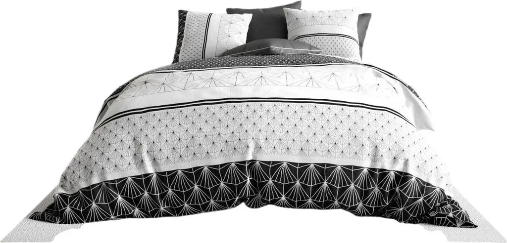 Housse de couette art moderne graphique en satin de coton soyeux