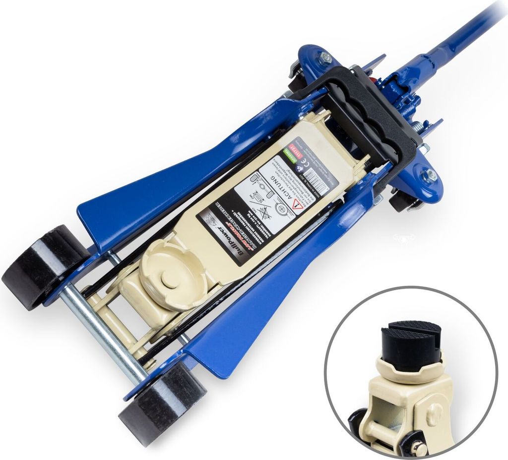 BullPower BP600Z KFZ PKW Hydraulischer Wagenheber, 80-360mm, 2000kg, inkl. SUV Adapter, Low Profile, Sportwagen, Rennsport