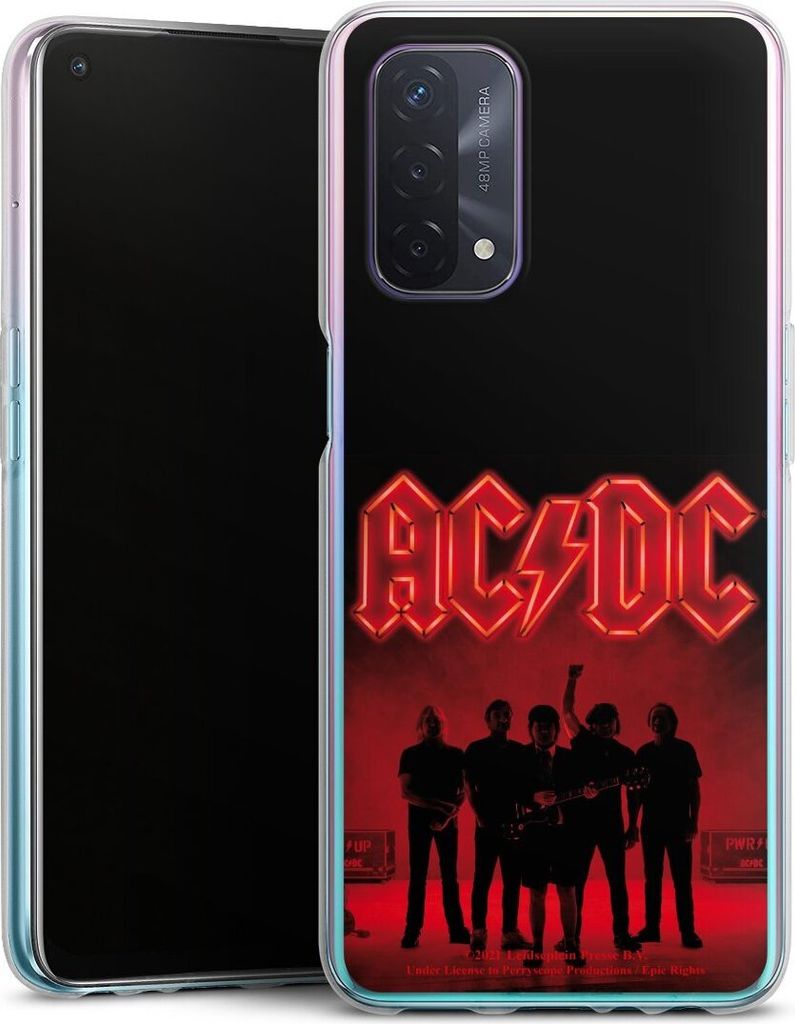 DeinDesign Handyhülle für Oppo A74 5G Silikon Hülle Case Smartphone Schutzhülle ACDC Band Offizielles Lizenzprodukt