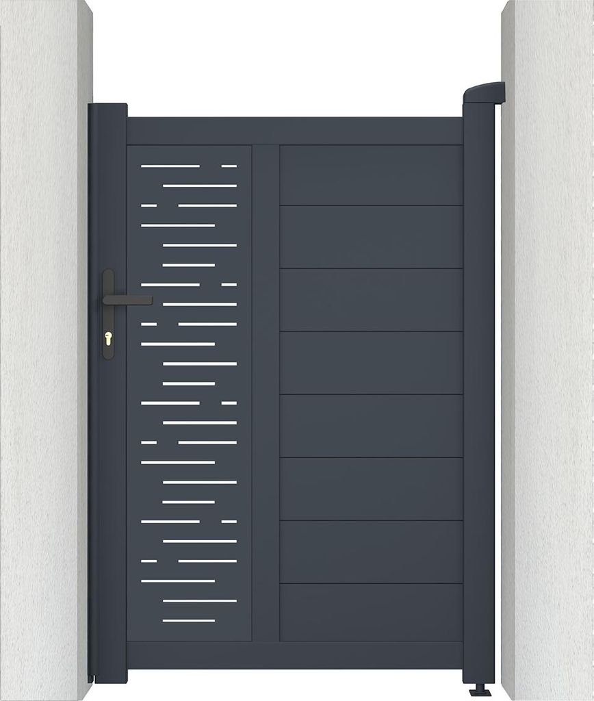 Gartentür 1m ARLBERG H.140cm + 2 Alu-Pfosten H.166cm grau