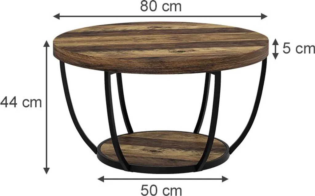 Table basse robuste Vicco Arvina décor Chêne rustique 80 cm Durable