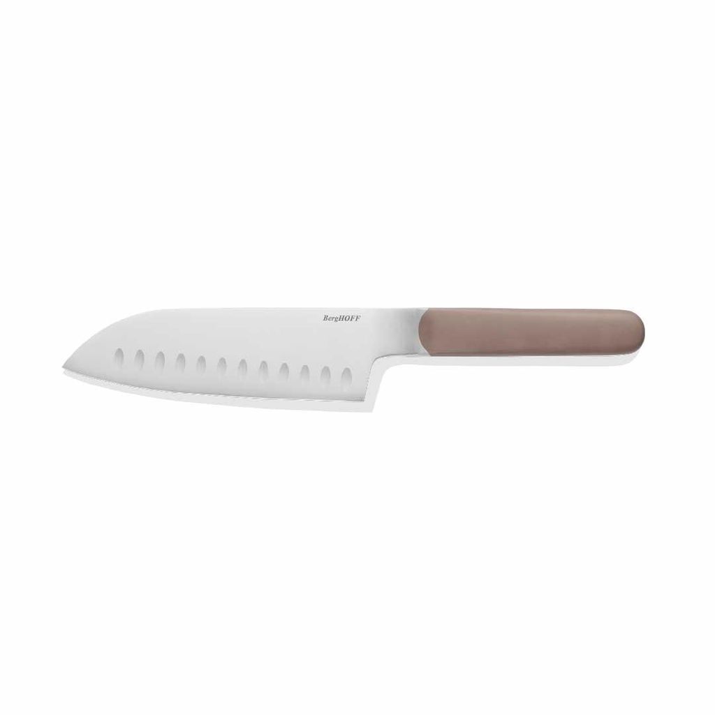 BergHOFF Home Elements Santokumesser 16,7 cm, Edelstahlklinge, für Fleisch Fisch Gemüse, Aubergine