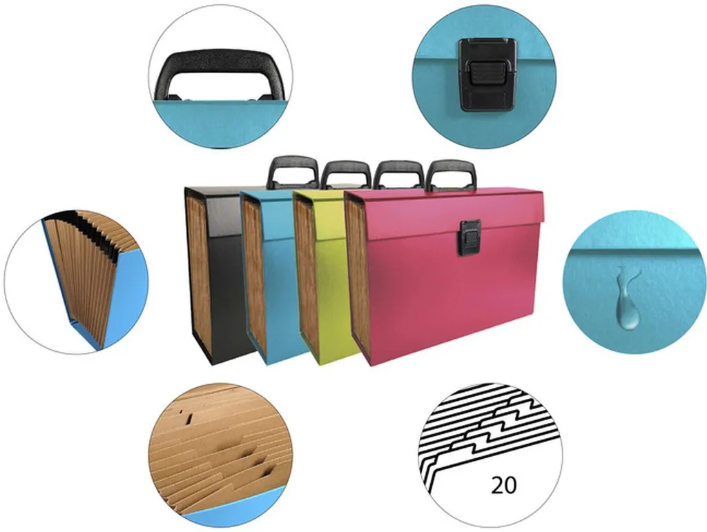 Trieur valisette 20 compartiments A4 pour documents Exacompta transportable
