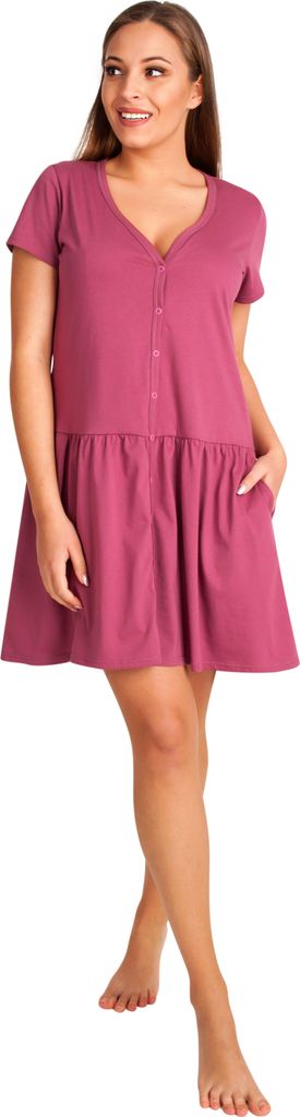 DOLCE SONNO Stillnachthemd – Umstandsnachthemd - Nachthemd für Schwangere und Stillende - 100% Baumwolle - SIENA MALAGA XL