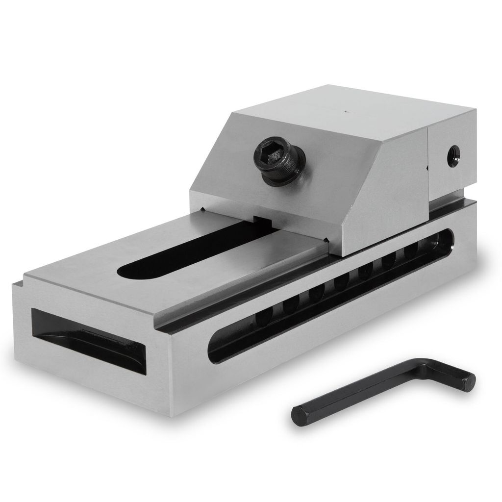 EBERTH Präzisions-Niederzugschraubstock, Backenbreite 100mm, maximale Spannkraft 125mm, Backenhöhe 45mm, aus robustem Stahl, professionell