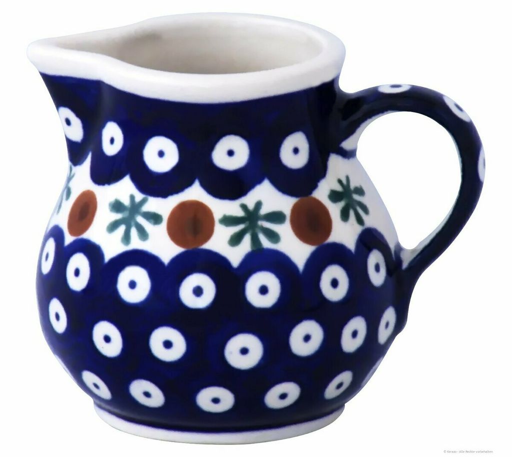 Bunzlauer Keramik 170ml Sahnekännchen Milchkännchen Ø9,5cm H8cm Gießer für Frühstück oder Kaffeerunde Dekor 41